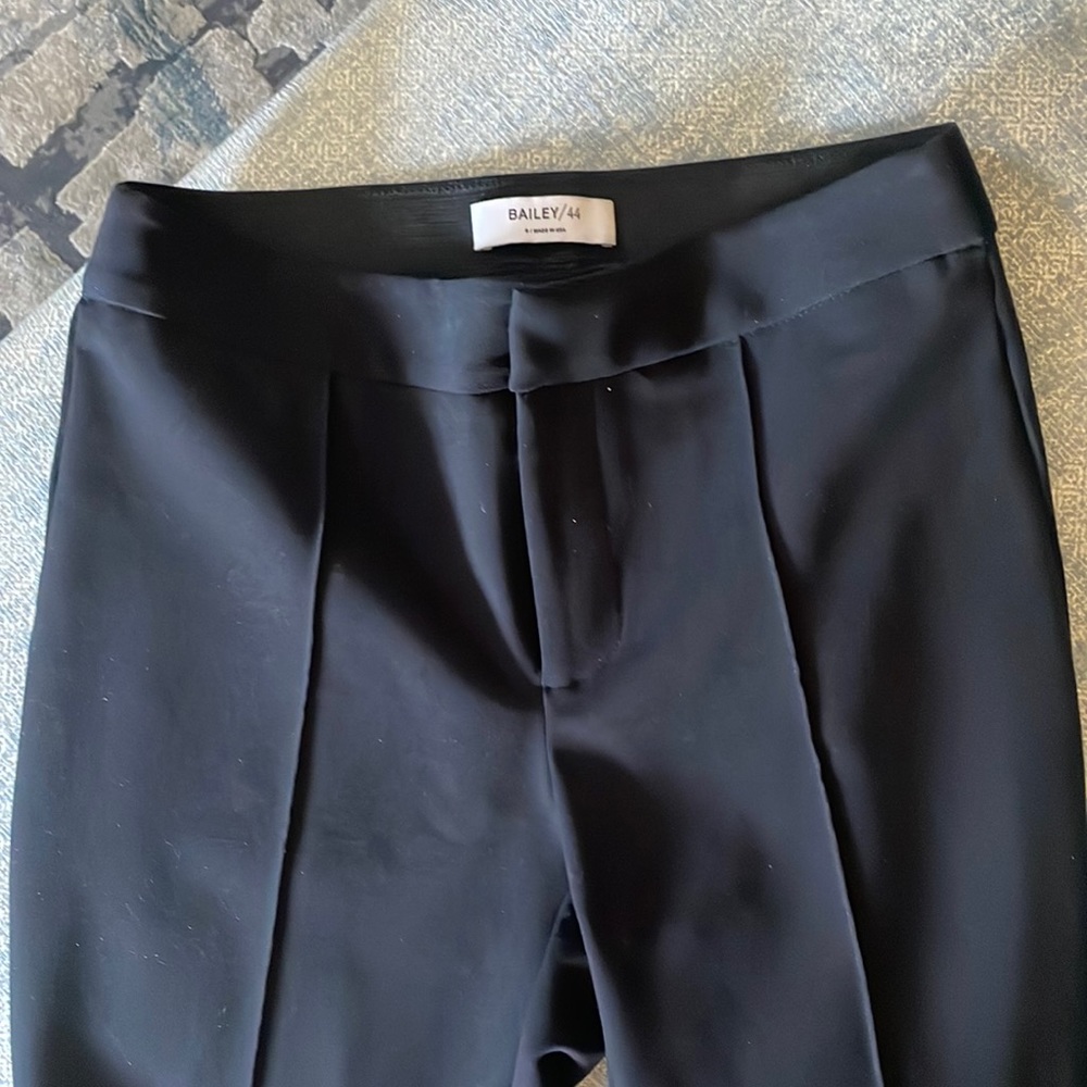 Bailey/44 black trousers with hidden buttons and flattering fit